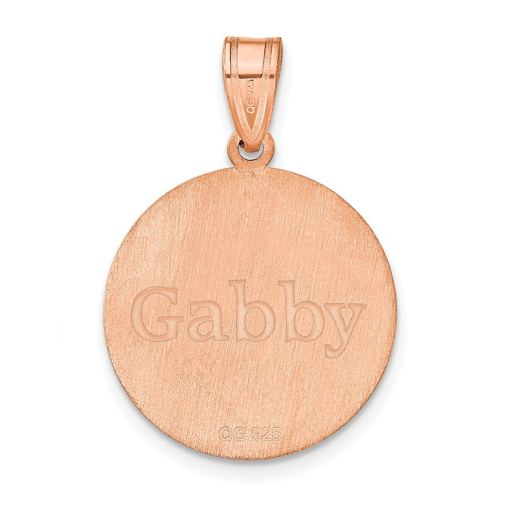 Sterling Silver/Rose-plated Personalized Soccer Pendant