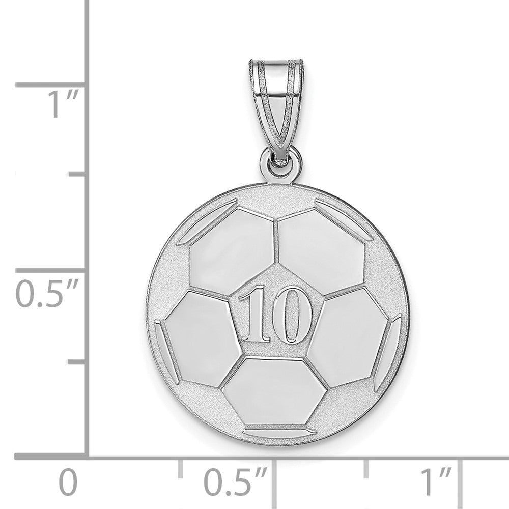 Sterling Silver/Rhodium-plated Personalized Soccer Pendant