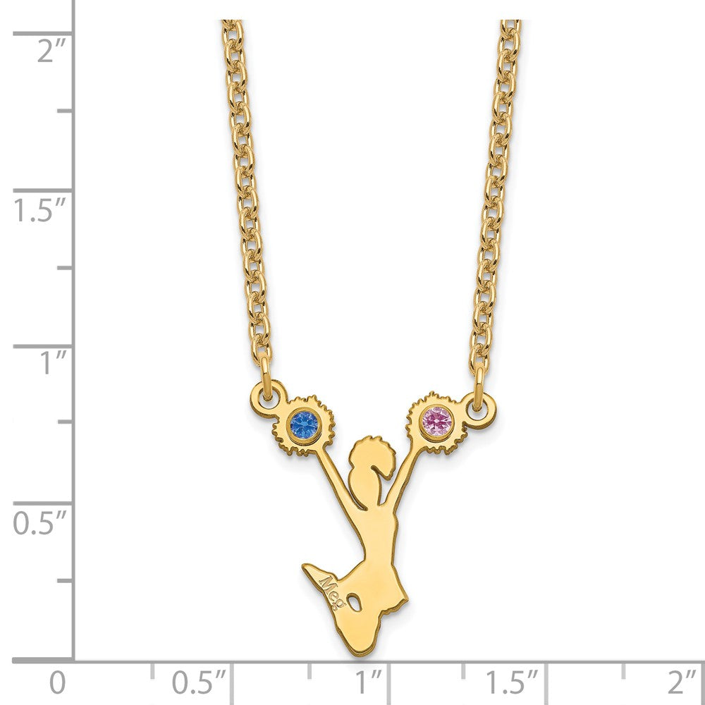 SS/Gold-plated Cheerleader Birthstones w/14k Bezel Necklace