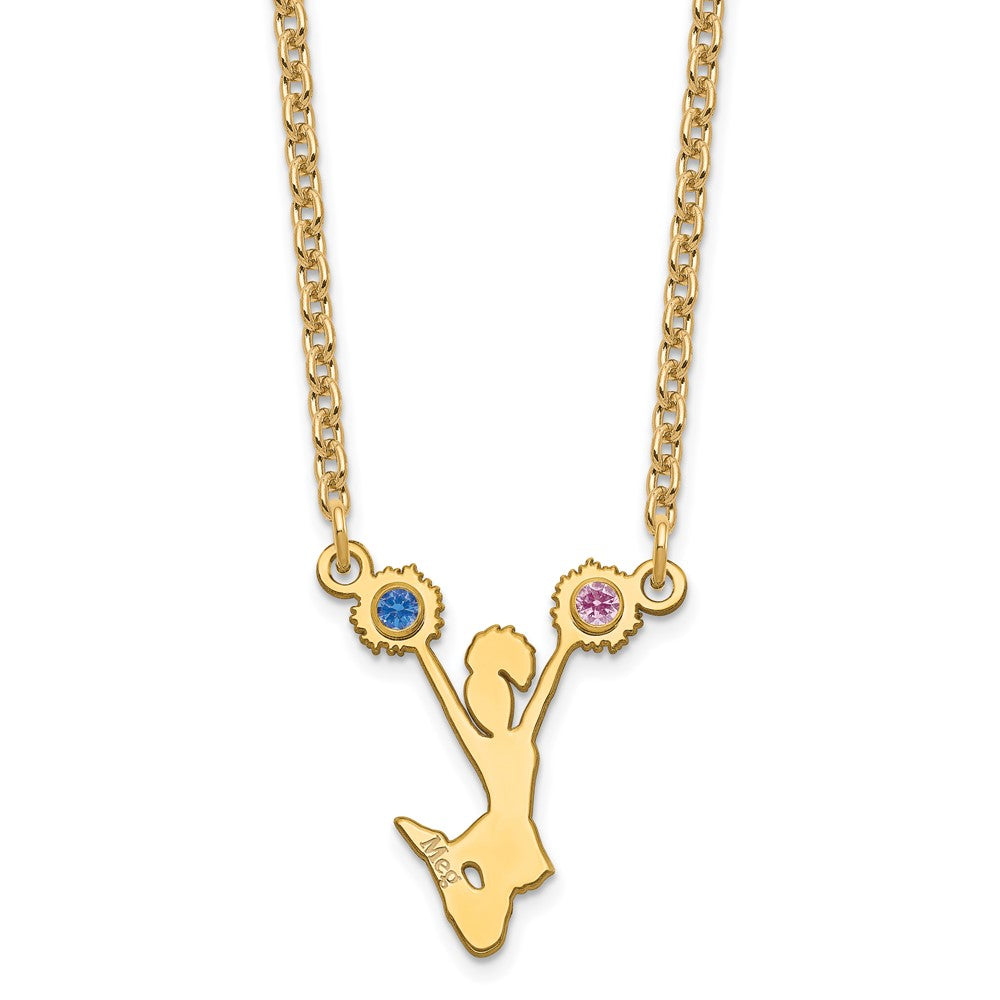 SS/Gold-plated Cheerleader Birthstones w/14k Bezel Necklace