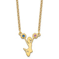 SS/Gold-plated Cheerleader Birthstones w/14k Bezel Necklace