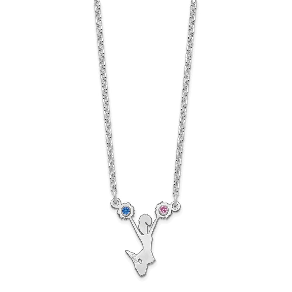 SS/Rhod-plated Cheerleader BS w/14k Rhod-pltd Bezel Necklace