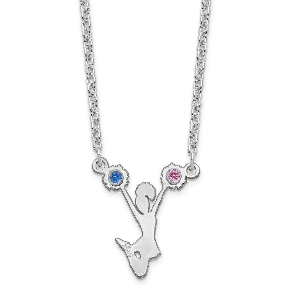 SS/Rhod-plated Cheerleader BS w/14k Rhod-pltd Bezel Necklace