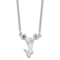 SS/Rhod-plated Cheerleader BS w/14k Rhod-pltd Bezel Necklace
