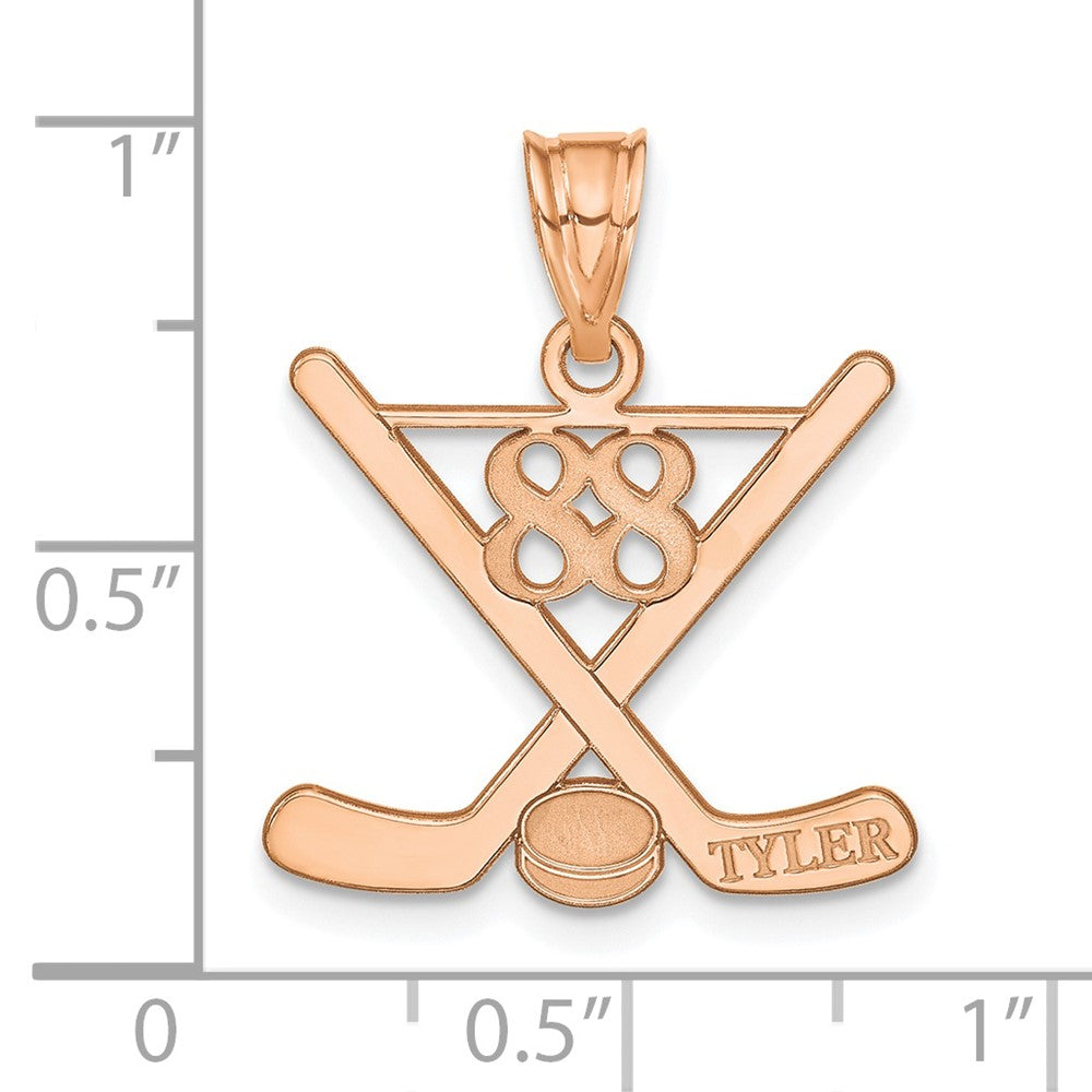 Sterling Silver/Rose-plated Personalized Hockey Pendant