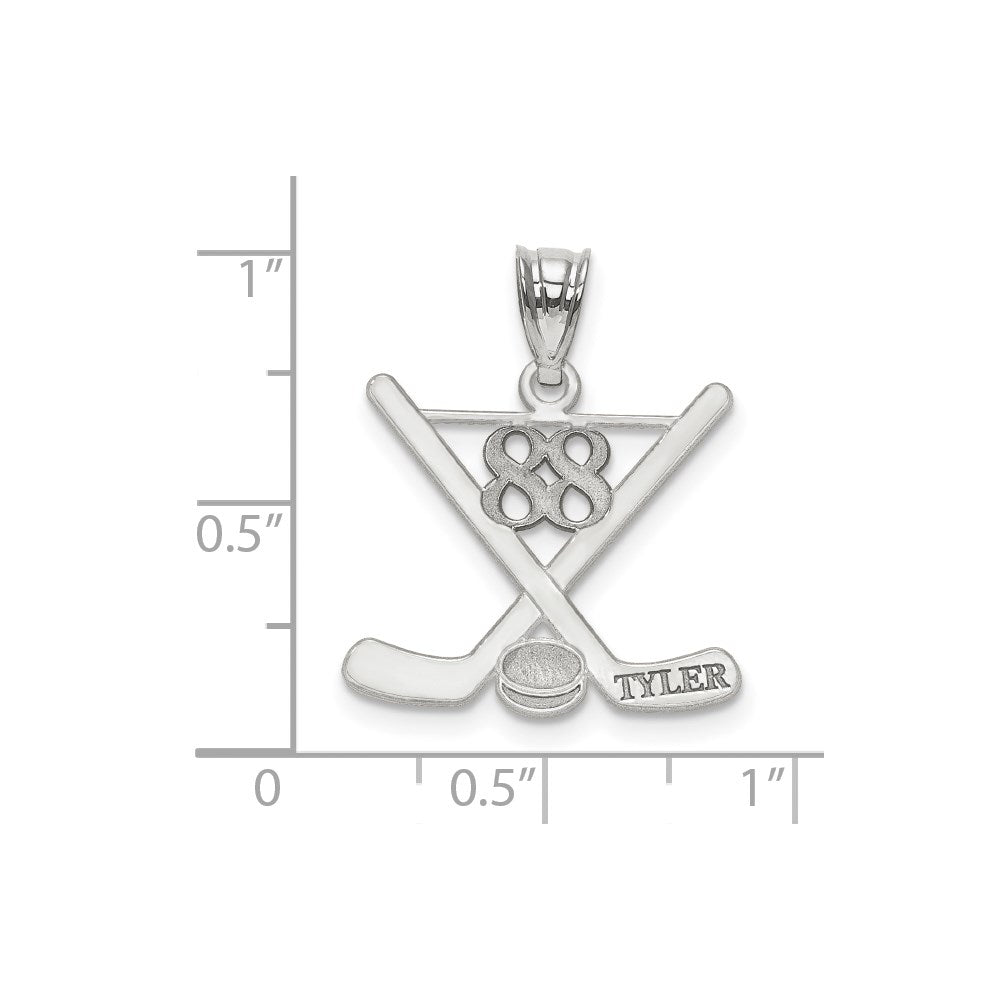 14k White Gold Personalized Hockey Pendant