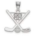10k White Gold Personalized Hockey Pendant