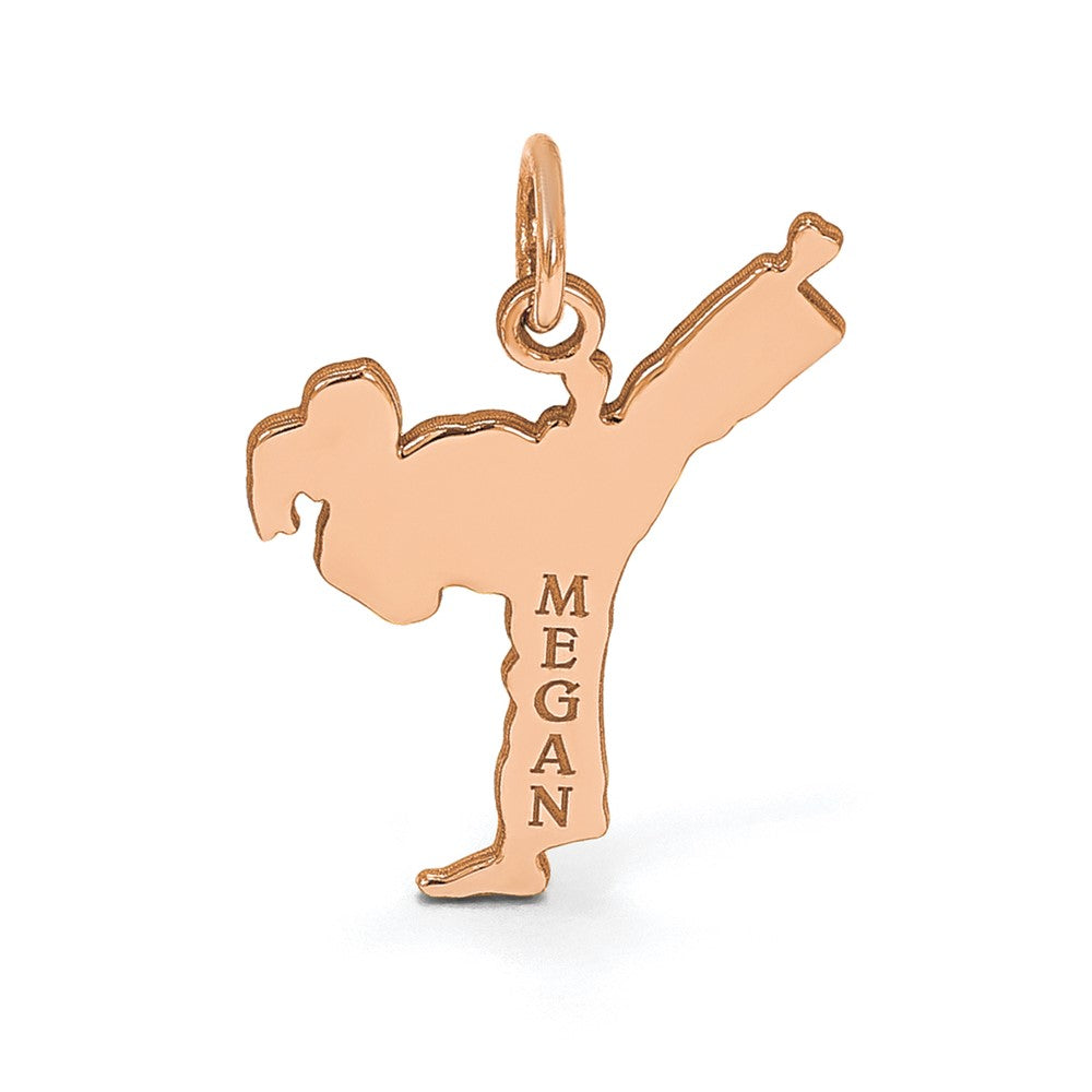 14K Rose Gold Personalized Girl Karate Pendant