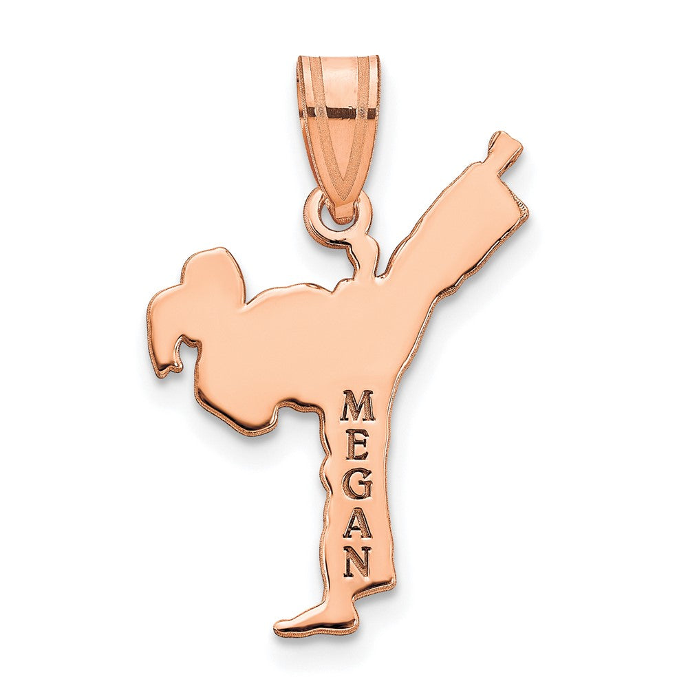 Sterling Silver/Rose-plated Personalized Girl Karate Pendant