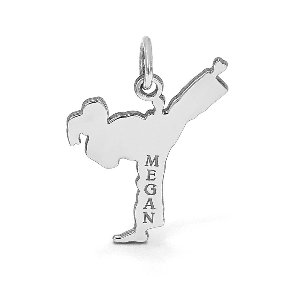 14k White Gold Personalized Girl Karate Pendant