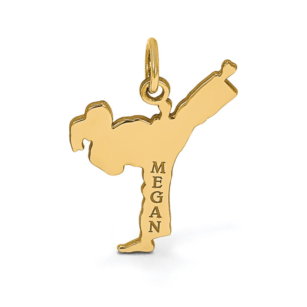 14k Yellow Gold Personalized Girl Karate Pendant