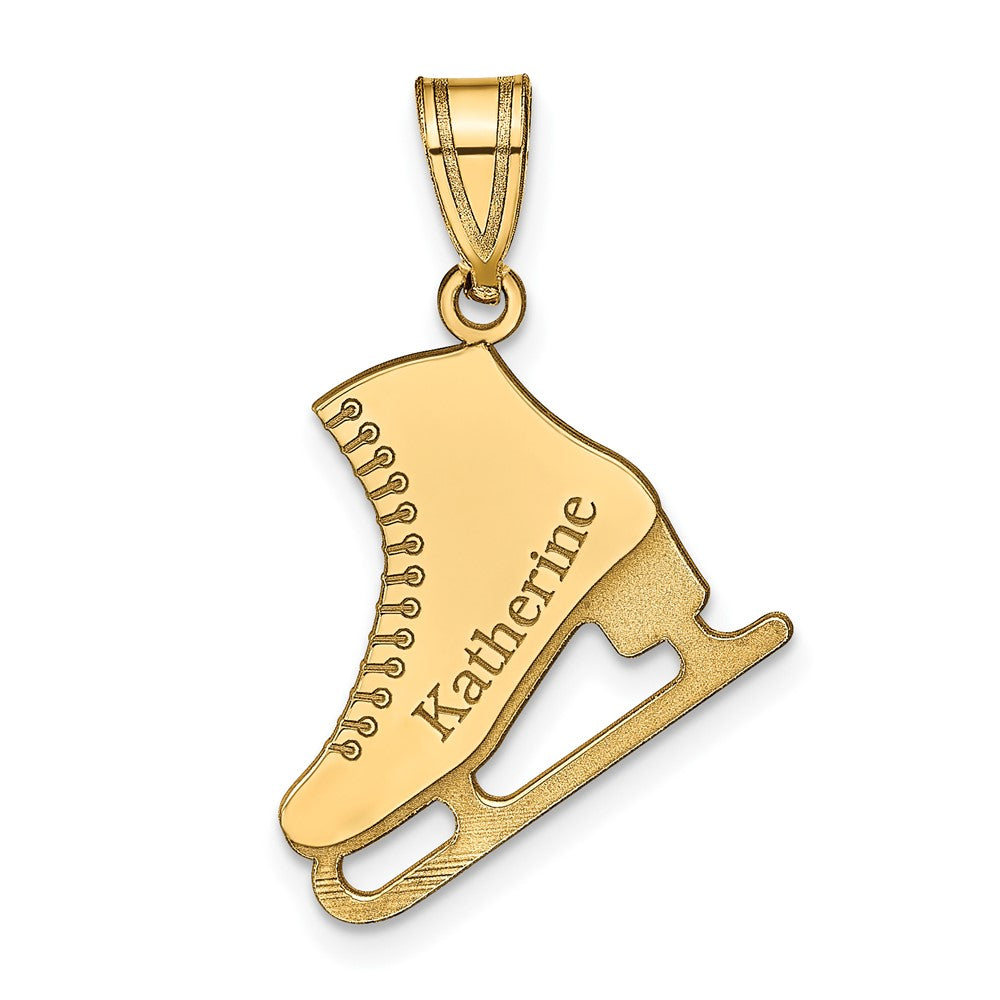 14k Yellow Gold Personalized Ice Skate Pendant