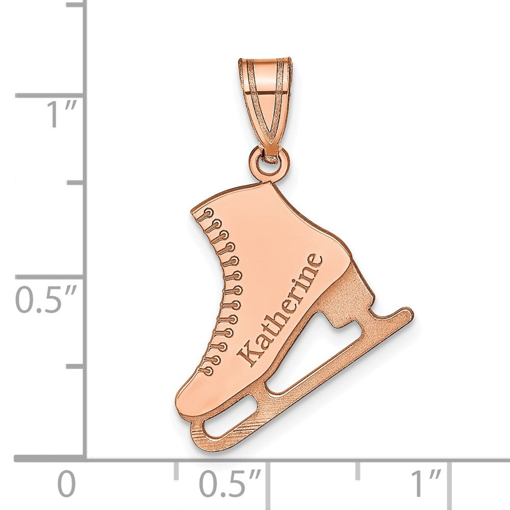 Sterling Silver/Rose-plated Personalized Ice Skate Pendant