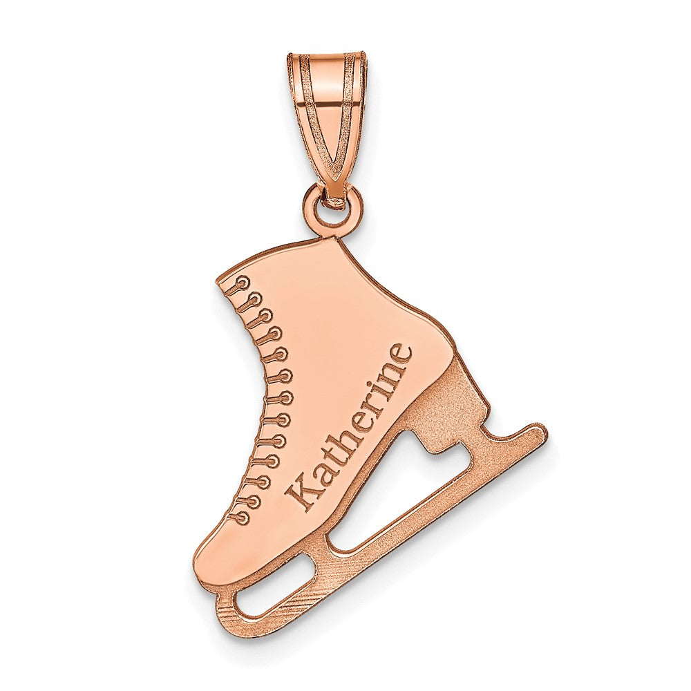 Sterling Silver/Rose-plated Personalized Ice Skate Pendant