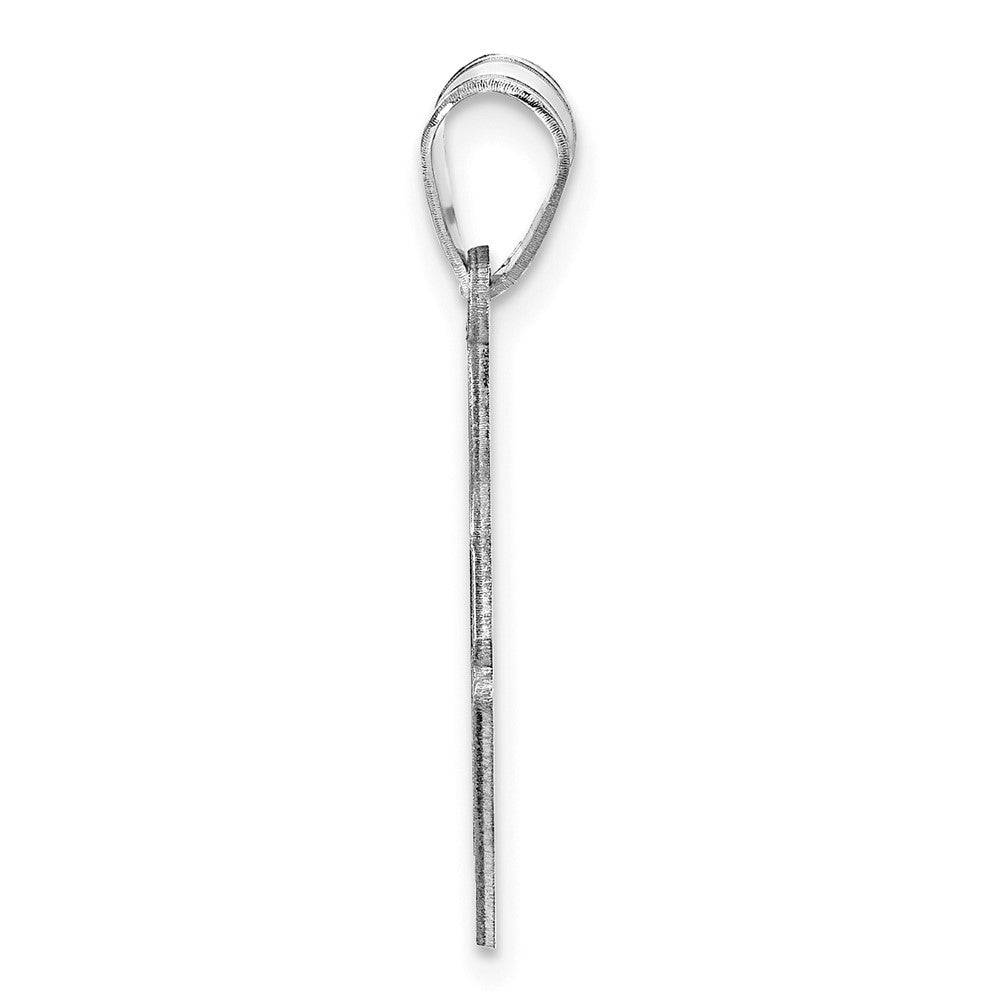 Sterling Silver/Rhodium-plated Personalized Ice skate Pendant