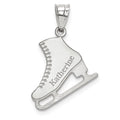 Sterling Silver/Rhodium-plated Personalized Ice skate Pendant