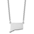 Sterling Silver/Rhodium-plated Connecticut State Necklace