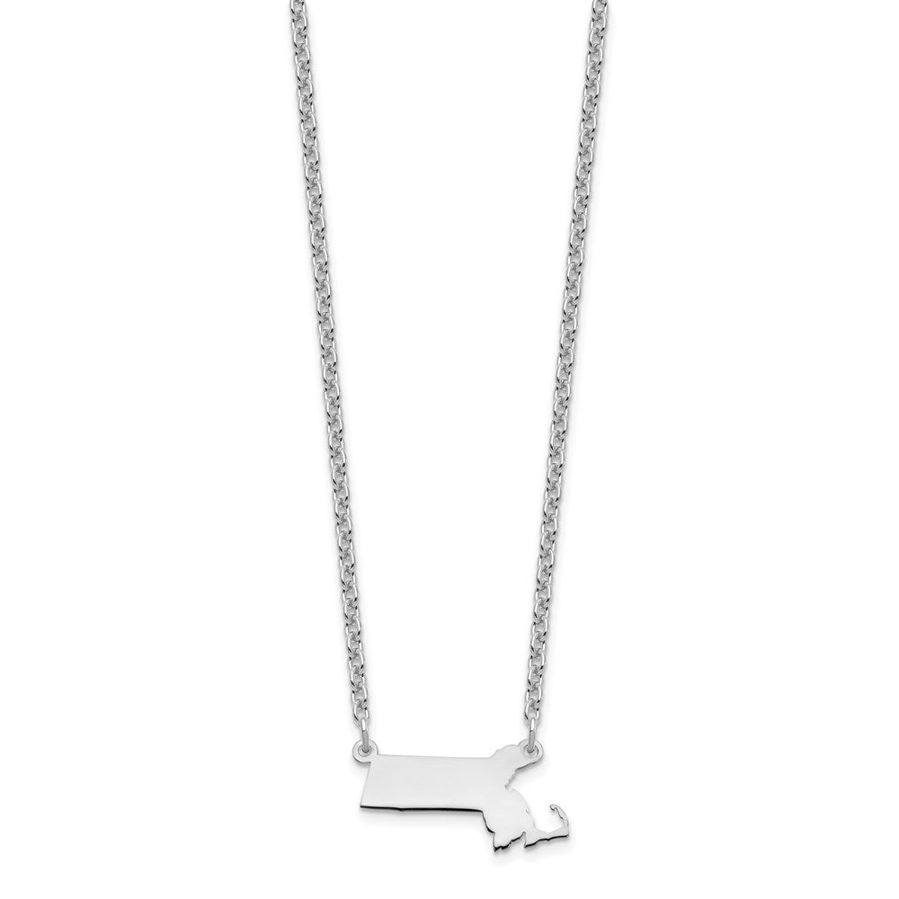 Sterling Silver/Rhodium-plated Massachusetts State Necklace