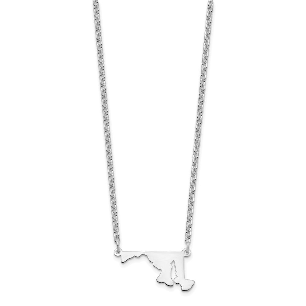 Sterling Silver/rhodium-plated Maryland State Necklace