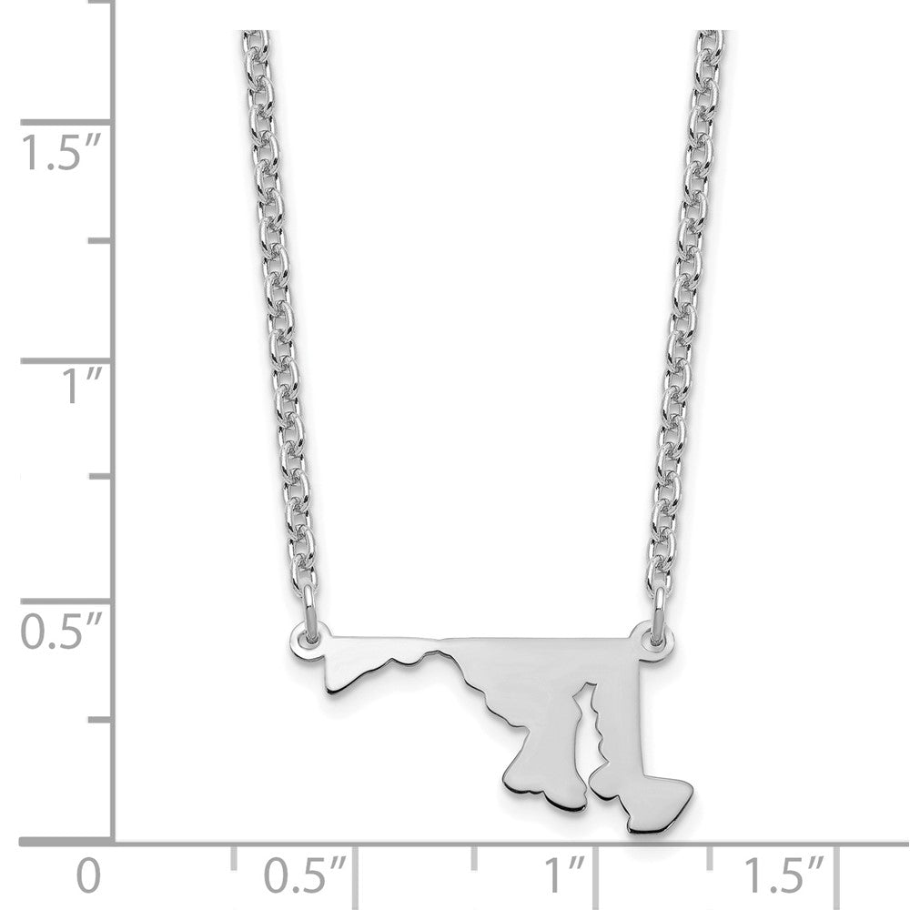 Sterling Silver/rhodium-plated Maryland State Necklace