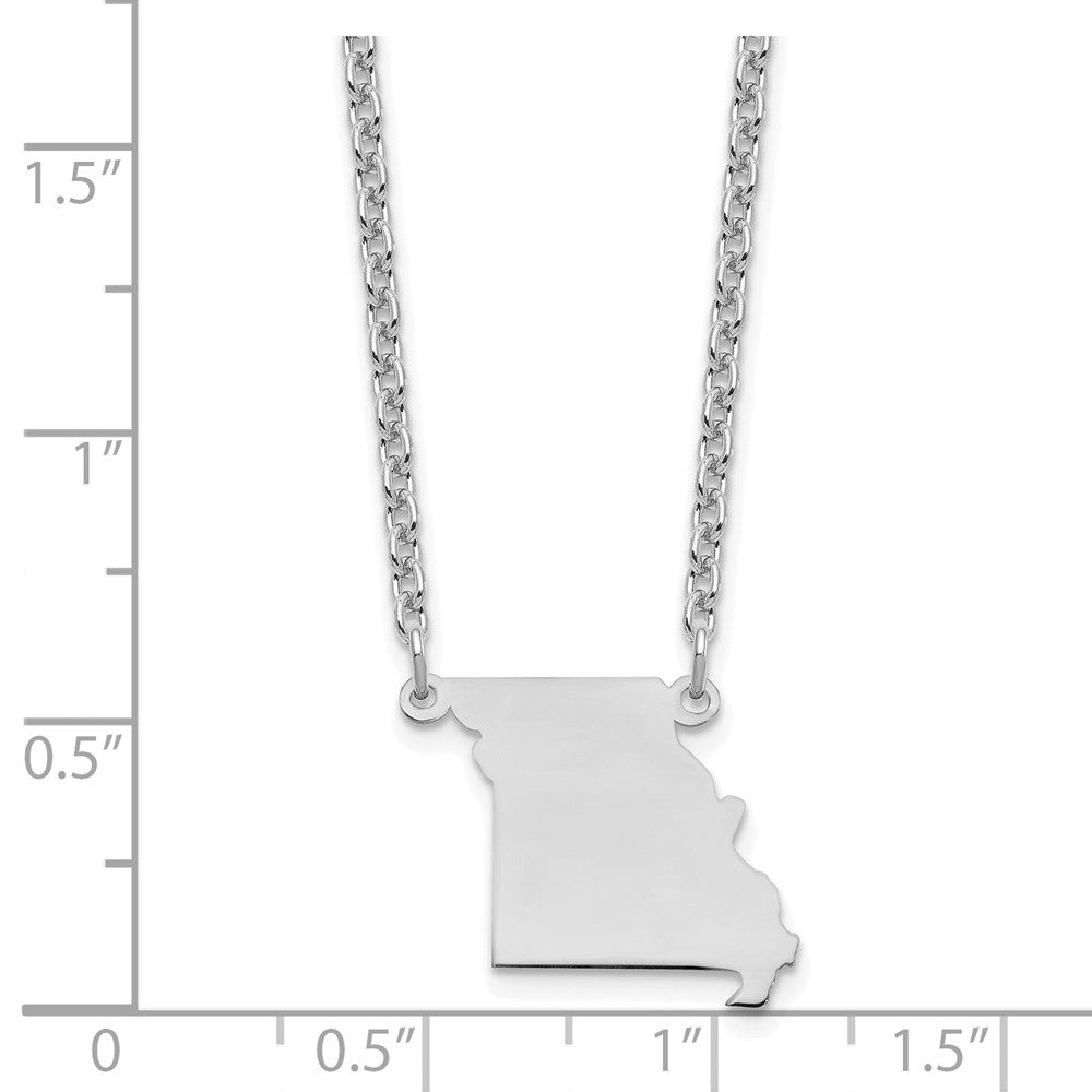 Sterling Silver/Rhodium-plated Missouri State Necklace