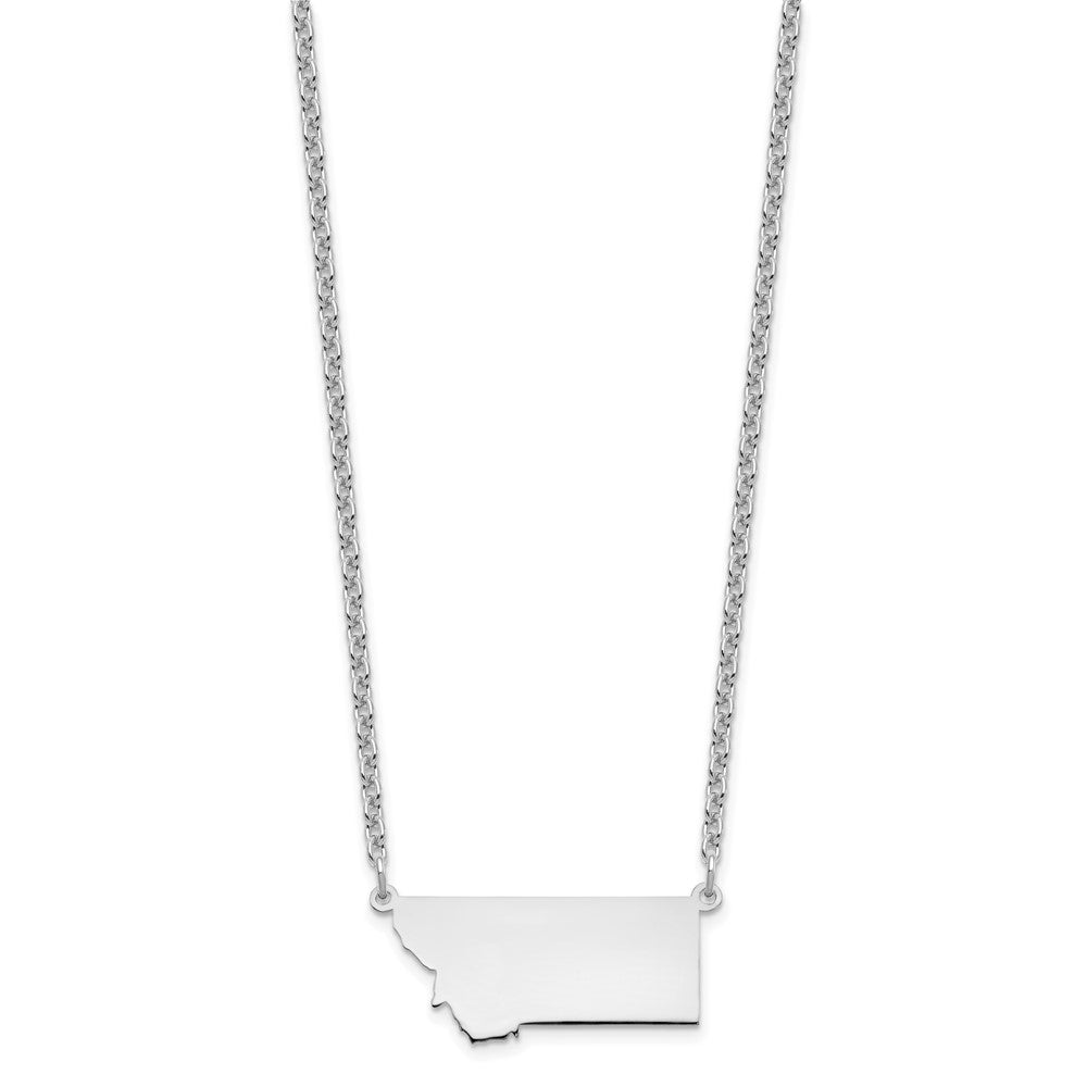 Sterling Silver/Rhodium-plated Montana State Necklace