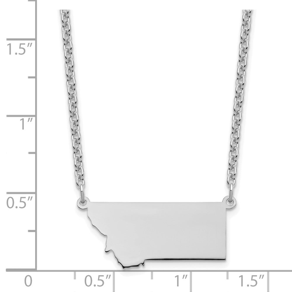 Sterling Silver/Rhodium-plated Montana State Necklace