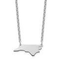 Sterling Silver/Rhodium-plated North Carolina State Necklace
