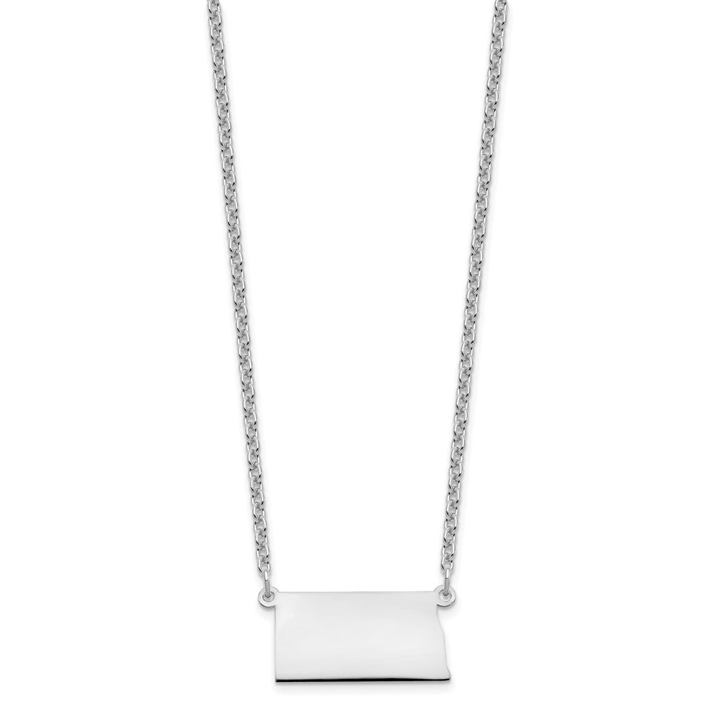 Sterling Silver/Rhodium-plated North Dakota State Necklace