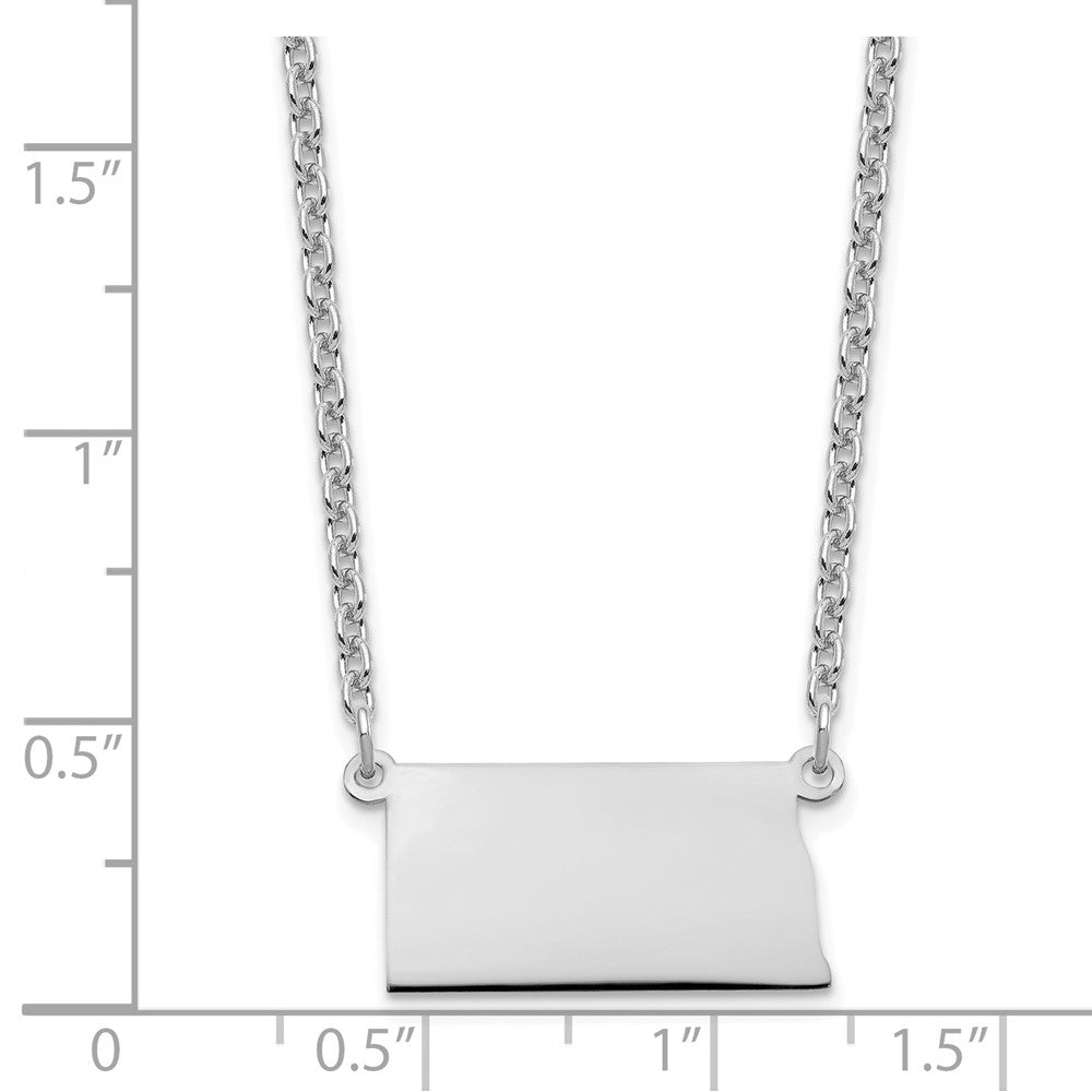 Sterling Silver/Rhodium-plated North Dakota State Necklace