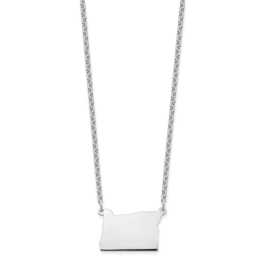 Sterling Silver/Rhodium-plated Oregon State Necklace