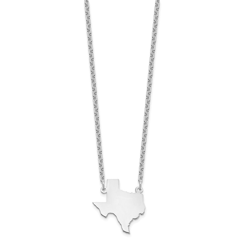 Sterling Silver/Rhodium-plated Texas State Necklace