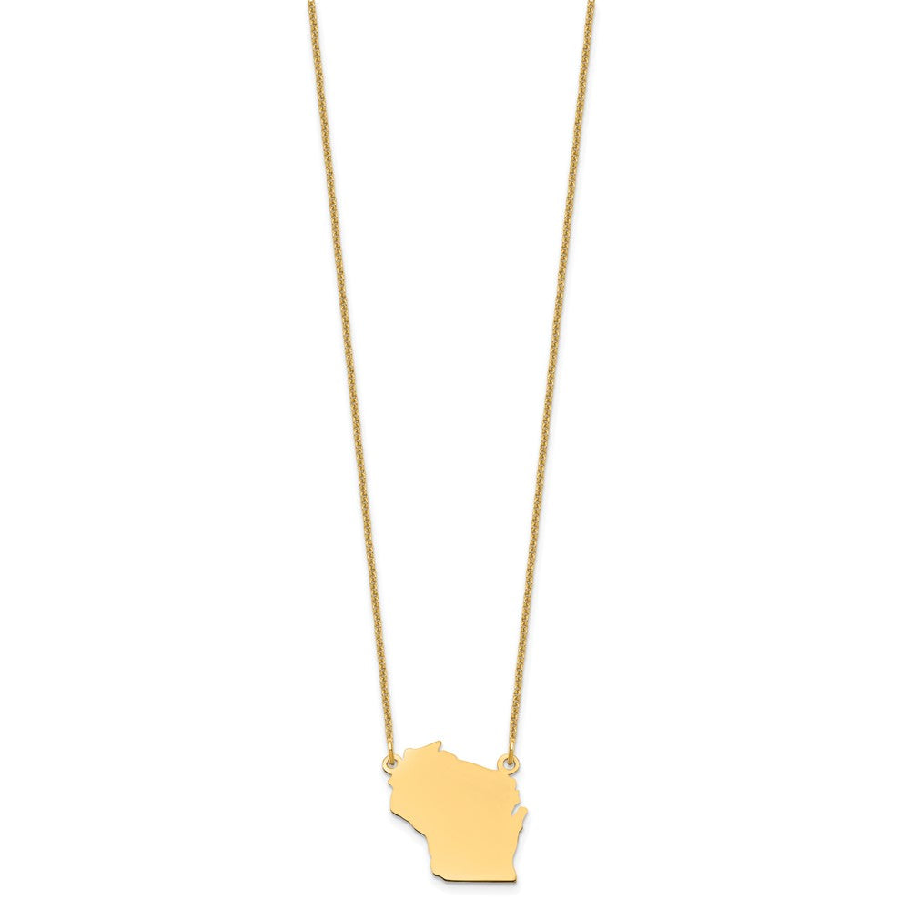 14KY Wisconsin State Necklace