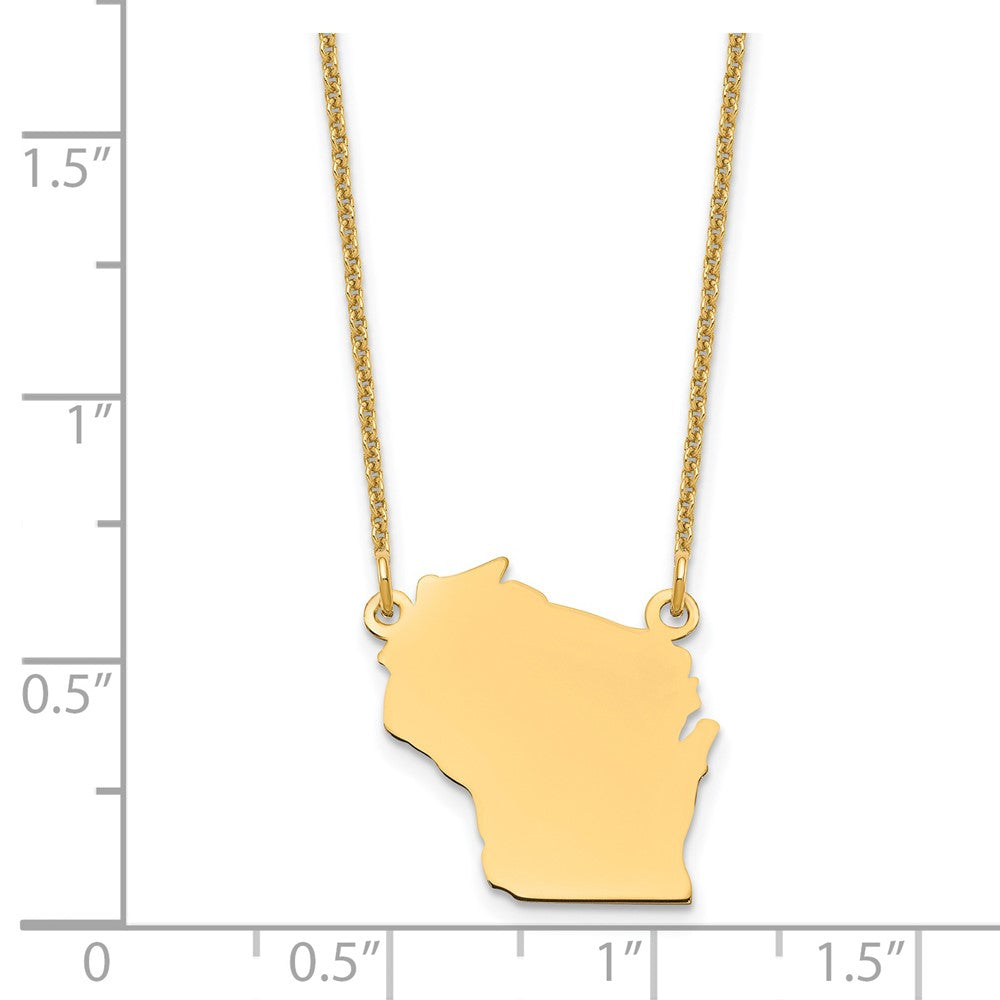 14KY Wisconsin State Necklace