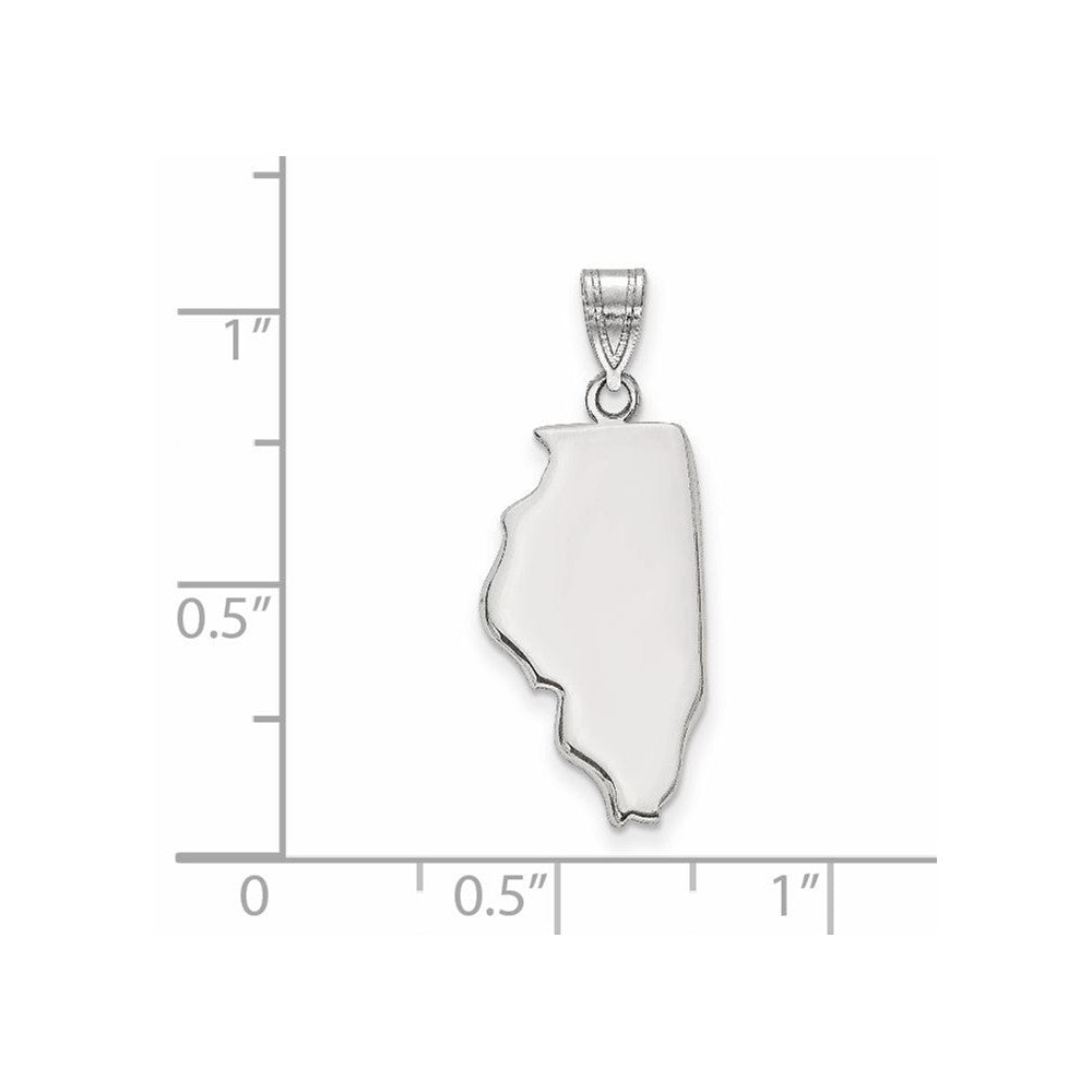 Sterling Silver/Rhodium-plated Illinois State Pendant