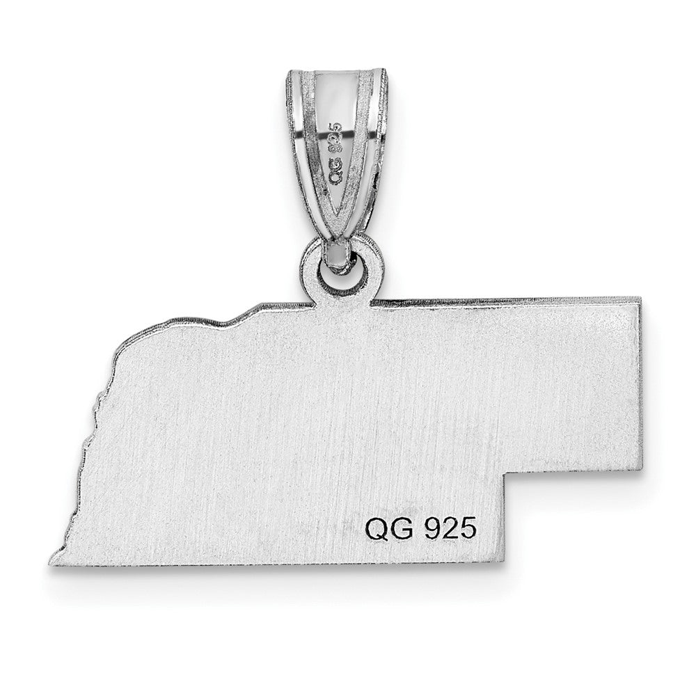 Sterling Silver/Rhodium-plated Nebraska State Pendant