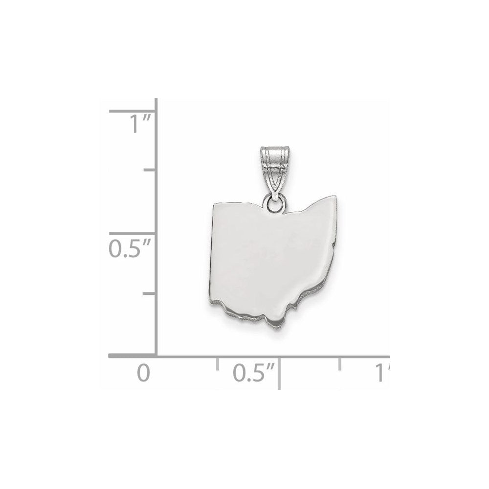 Sterling Silver/Rhodium-plated Ohio State Pendant