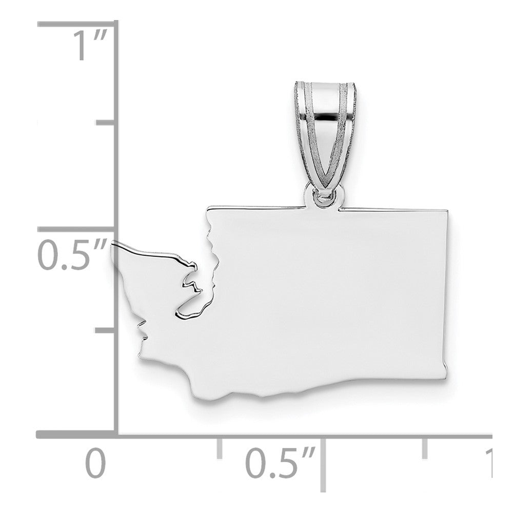 Sterling Silver/Rhodium-plated Washington State Pendant
