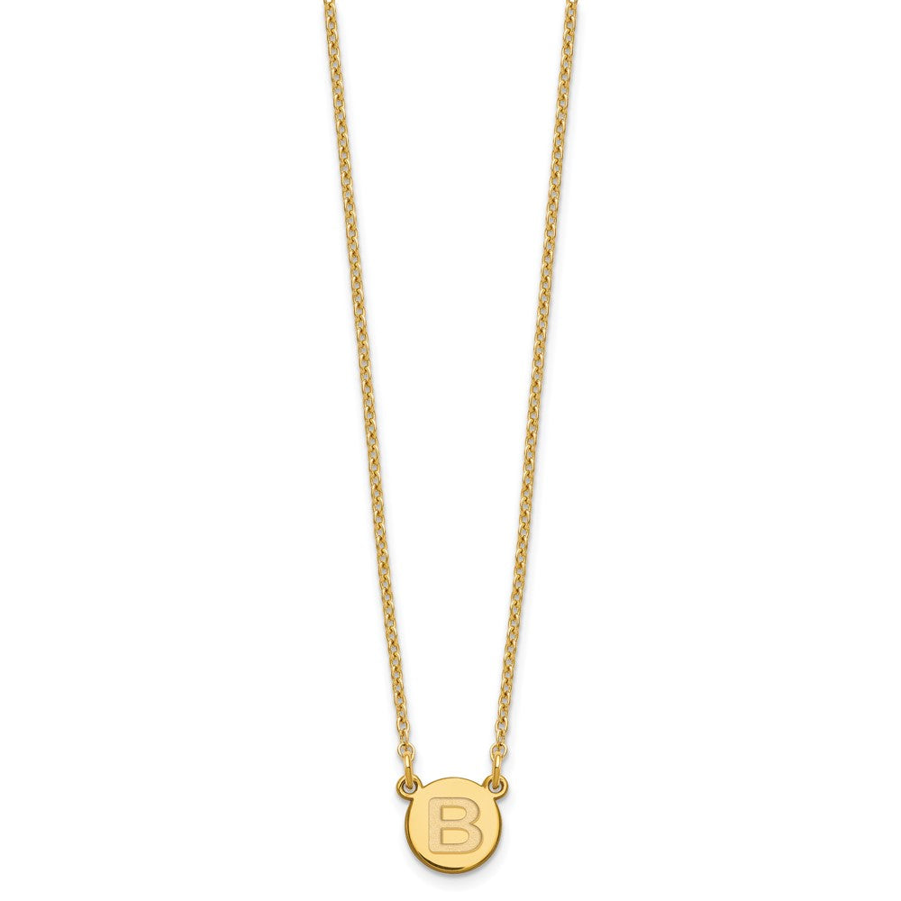 Sterling Silver Gold-plated Tiny Circle Block Letter B Initial Necklace