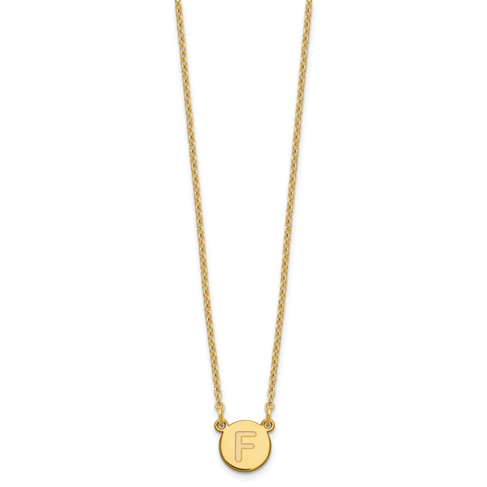 Sterling Silver Gold-plated Tiny Circle Block Letter F Initial Necklace
