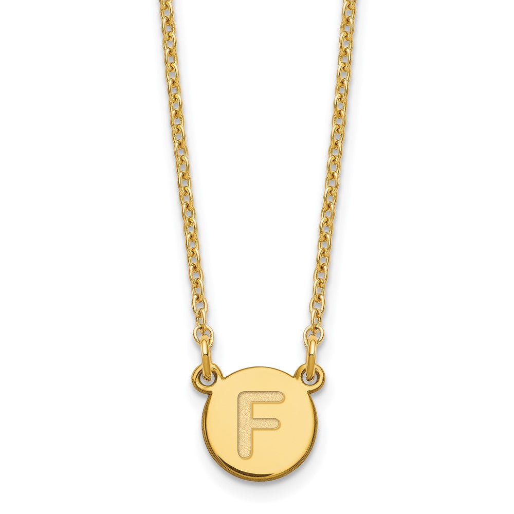 Sterling Silver Gold-plated Tiny Circle Block Letter F Initial Necklace