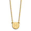Sterling Silver Gold-plated Tiny Circle Block Letter H Initial Necklace