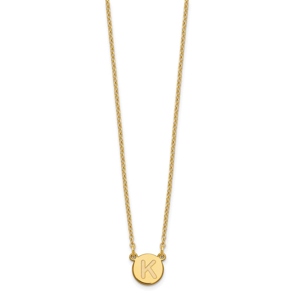 Sterling Silver Gold-plated Tiny Circle Block Letter K Initial Necklace