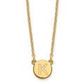 Sterling Silver Gold-plated Tiny Circle Block Letter K Initial Necklace