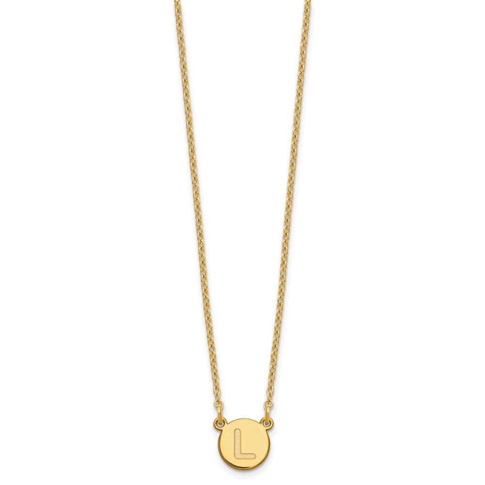 Sterling Silver Gold-plated Tiny Circle Block Letter L Initial Necklace