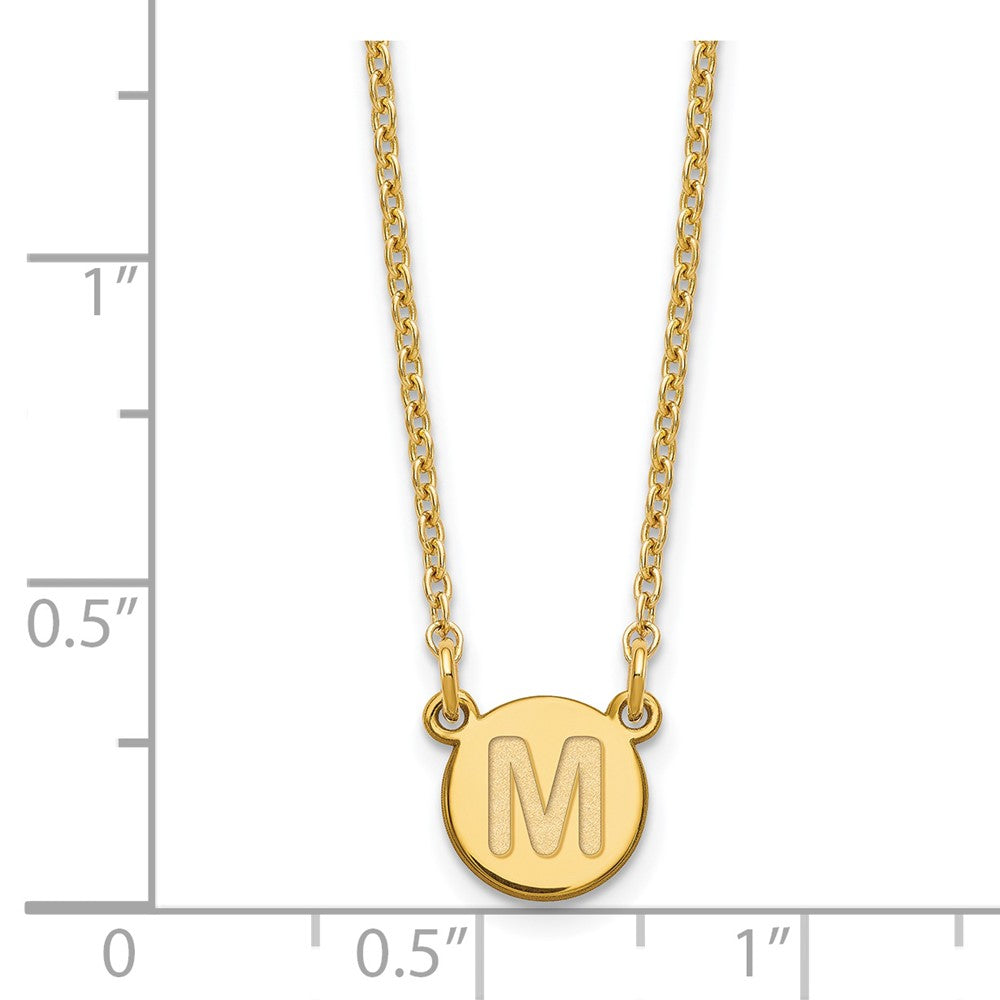 Sterling Silver Gold-plated Tiny Circle Block Letter M Initial Necklace