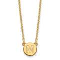 Sterling Silver Gold-plated Tiny Circle Block Letter M Initial Necklace
