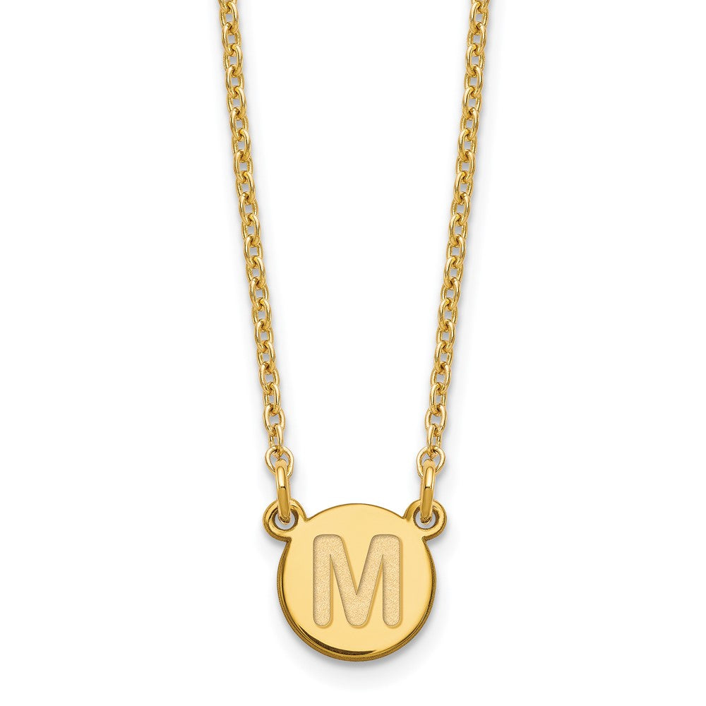 Sterling Silver Gold-plated Tiny Circle Block Letter M Initial Necklace