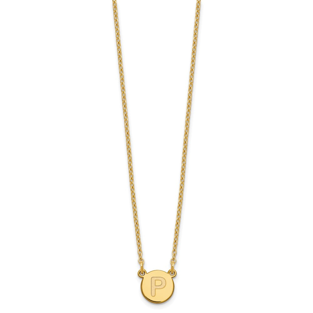 Sterling Silver Gold-plated Tiny Circle Block Letter P Initial Necklace