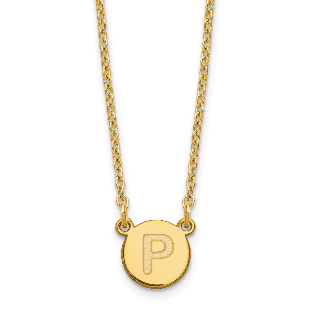 Sterling Silver Gold-plated Tiny Circle Block Letter P Initial Necklace